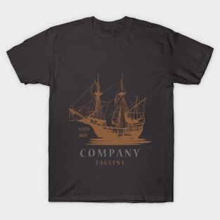 Classic illustrative sailing ship logo T-Shirt